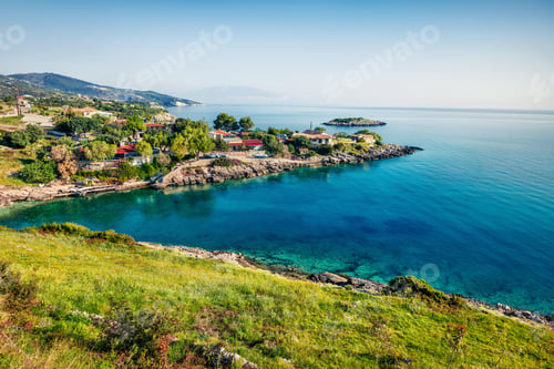Preview: Small Bay On The Zakynthos Island. Sunny Spring Seascape Of The Ionian Sea, Mikro Nisi Village