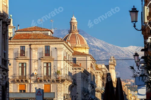 Preview: Catania. Etna Volcano Over The City.