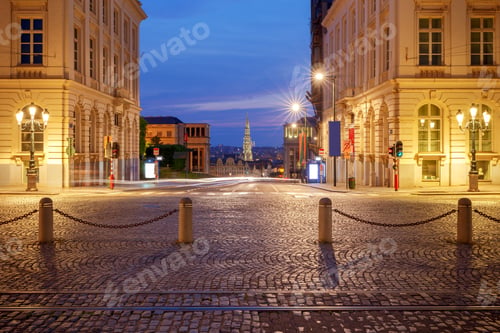 Preview: Brussels. Royal Square At Sunset.