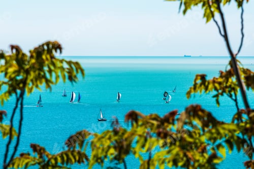 Preview: Gulf Of Trieste. High Cliffs Between Boats, Karst Rocks And Ancient Castles. Duino. Italy