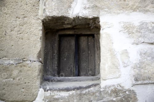 Preview: Rustic Window With Bars In Town House, Construction And Architecture