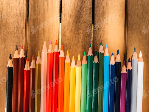 Preview: Exhibition Of Colored Pens On Cheerful Background.