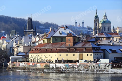 Preview: The View On Snowy Prague St. Nicholas' Cathedral, Czech Republic