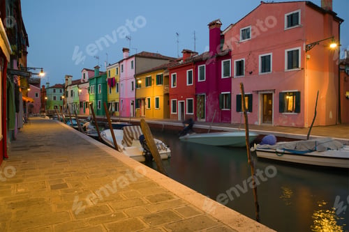 Preview: Evening Twilight On The Island Of Burano. Venice