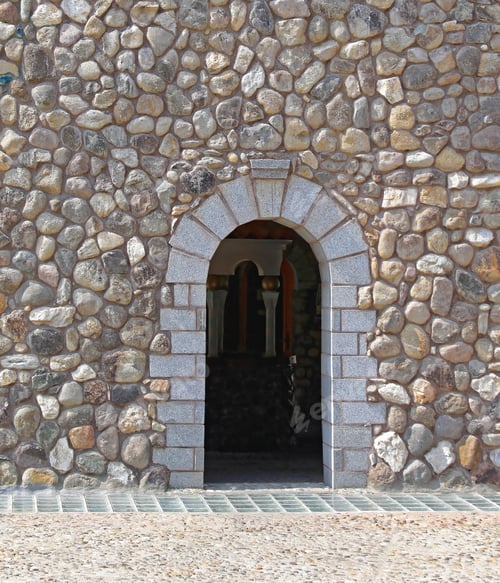 Preview: Stone House Exterior With Arch Doorway