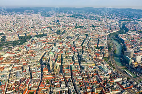 Preview: Vienna, Austria. Panorama Of The City From The Air. The Historical Part. St. Stephen'S Cathedral