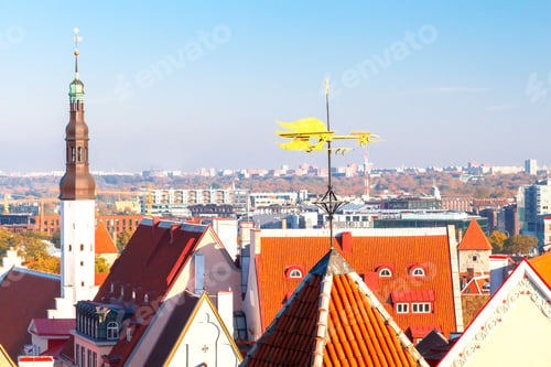 Preview: Tile Roofs, Spiers Of The Old Town In Tallinn.