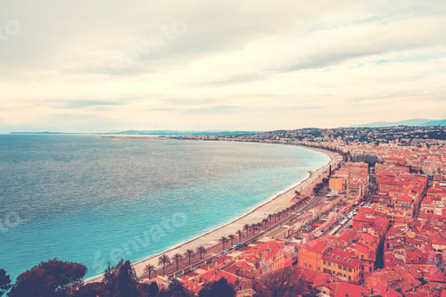 Preview: Overview Of Beach At Nice On A Cloudy Day