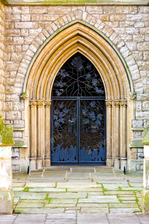 Preview: Old Church Entrance Door With Iron Ornaments