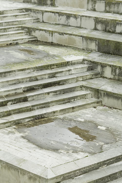 Preview: Stairs In Uneven Urban Plaza, Construction And Architecture