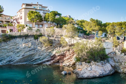 Preview: Luxury Low Rise Mediterranean Resort Hotel Or Vacation Home Perched On Top Of Rocky Cliff
