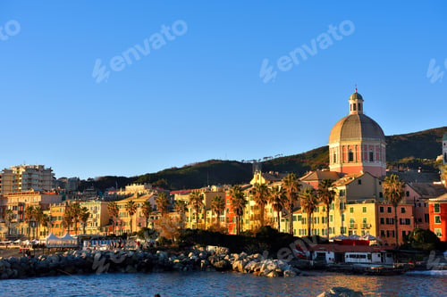 Preview: Panorama Seen From The Sea Of Genoa Pegli Italy