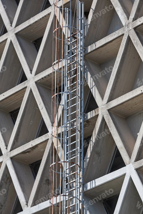 Preview: Steel Metal Ladder At Church Building Exterior