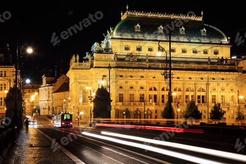 Preview: The Night View On The Prague National Theater, Czech Republic