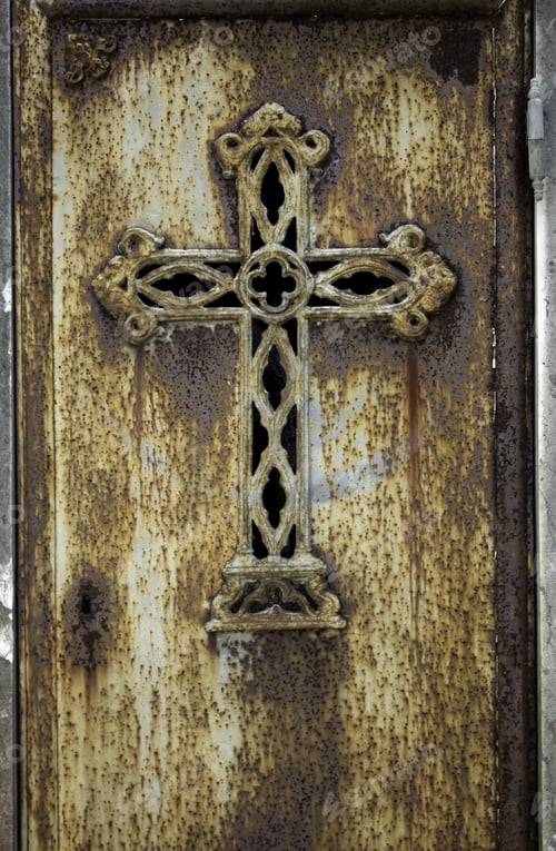 Preview: Rusty Cross In A Cemetery, Detail Of Religion And Death
