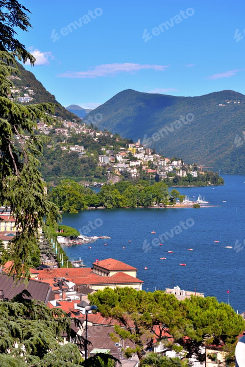 Preview: Panorama Of Lake Lugano And The City Switzerland