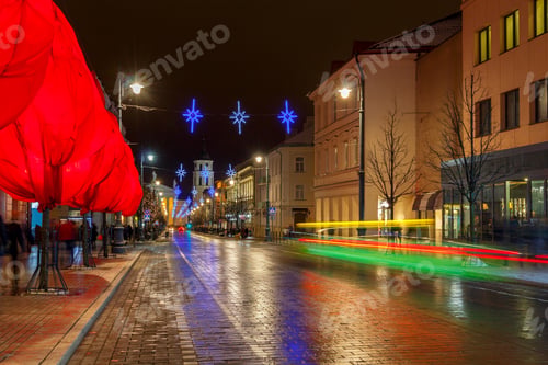 Preview: Vilnius. Prospect Gedemin At Night.