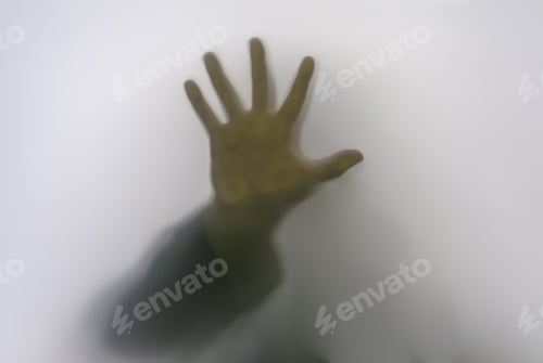 Preview: Shadow Silhouette Of Person In Glass, People Behind Mirror