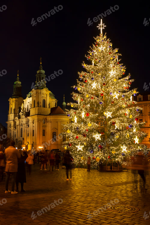 Preview: Christmas Mood On The Night Old Town Square, Prague, Czech Republic