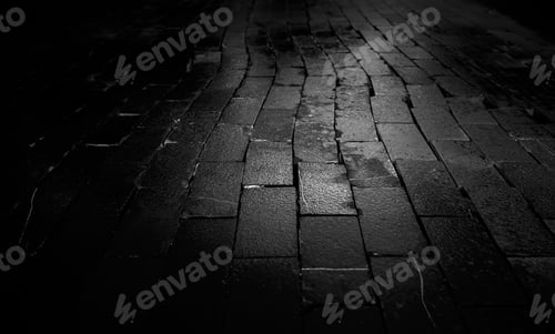 Preview: Tiles On Wet Floor Of Urban Street, Construction And Architecture