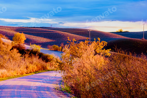 Preview: Endless Road At Sunset In The Countryside