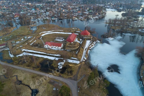 Preview: A View From The Height Of The Ancient Korela Fortress On An April Afternoon (Aerial Photography)