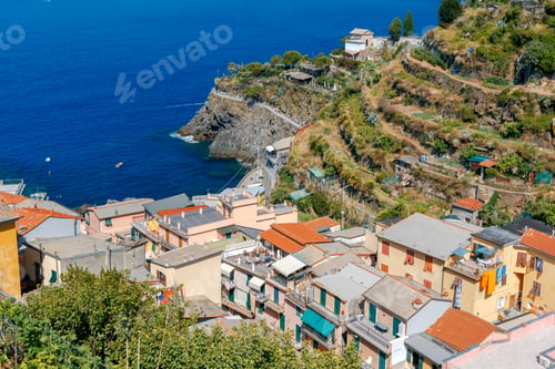 Preview: Colorful Facades Of Old Medieval Italian Village Manarola. Cinque Terre National Park, Liguria