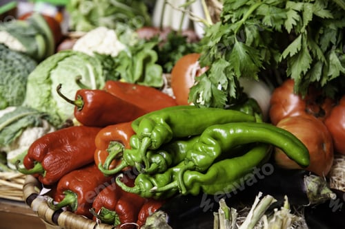 Preview: Peppers In Food Market, Fresh Vegetables, Natural
