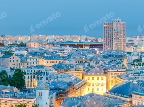 Preview: Aerial View Of The Genoa In Night Lighting At Sunset.