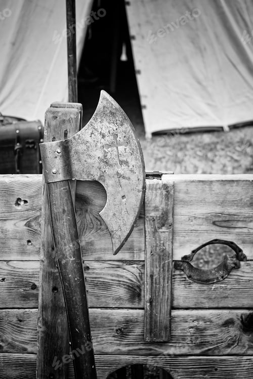 Preview: Medieval Steel Axe Symbol Cross Symbol
