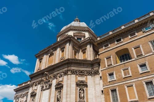 Preview: Architecture Of Basilica Of Santa Maria Maggiore, Historic Building Corner From Low Angle Against
