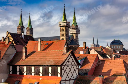 Preview: Scenic View Of The Roofs Of The Old City In The Early Morning. Bamberg. Bavaria Germany.