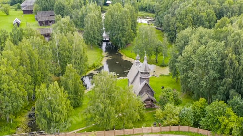 Preview: Russia, Kostroma. Kostroma Sloboda. Traditional Russian Houses And Churches, Aerial View