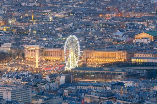 Preview: Aerial View Of Paris From The Height Of The Montparnasse Tower At Sunset.