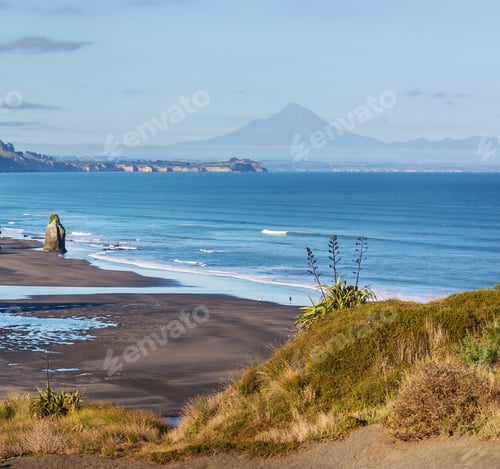 Preview: Beautiful Landscapes It The Ocean Beach, New Zealand. Inspiring Natural And Travel Background