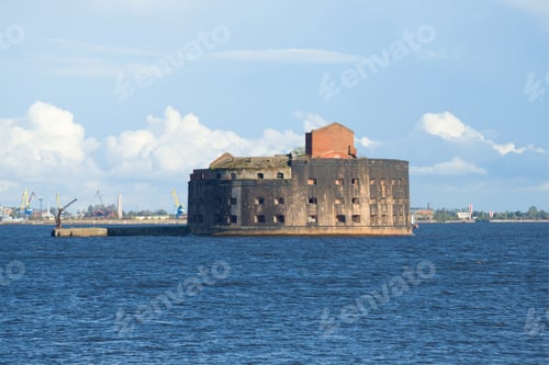 Preview: Old Sea Fort "Emperor Alexander The First" In The Gulf Of Finland On A Sunny Afternoon. Kronstadt