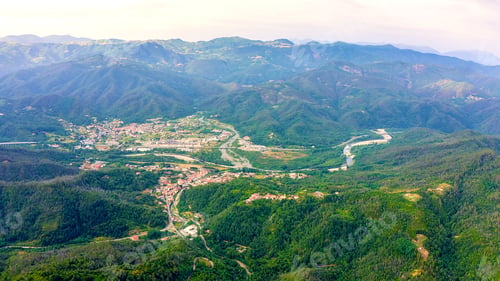 Preview: Italy. Forest Covered Mountains And Villas. Brunyato And Borghetto Di Vara In The Region Of