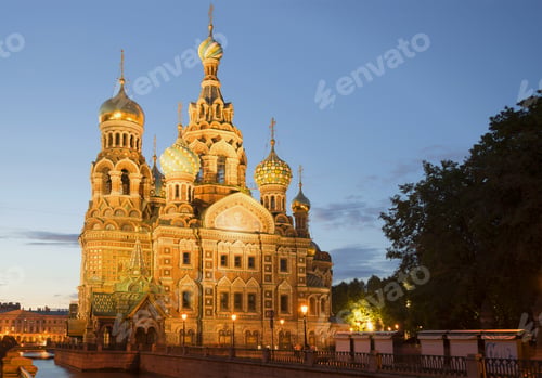 Preview: View Of The Cathedral Of Resurrection (Savior On Spilled Blood) White At Night. St. Petersburg