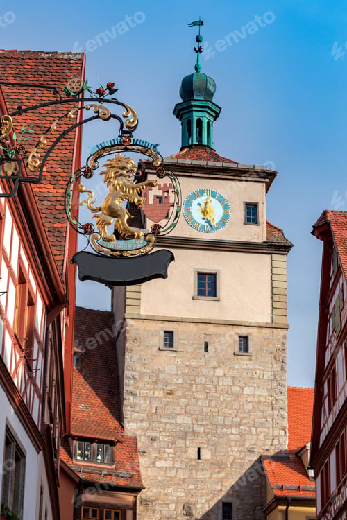 Preview: View Of The Stone Towers And Medieval Buildings In The Historic City. Rothenburg Ob Der Tauber