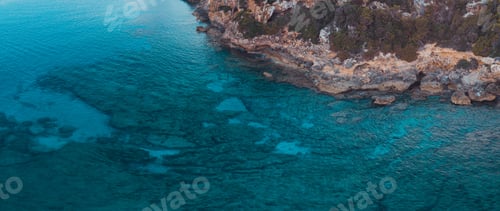 Preview: Panorama Of Mediterranean Water With Rocky Cliffs