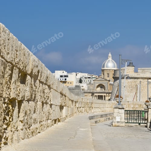 Preview: Narrow Street Along The Wall Of Fortress On The Island Of Malta In Historical Part Of Valletta.