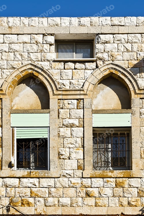 Preview: Windows Of Traditional Stoned House In Old Acre. Arab Architecture Of The Old City Of Akko In
