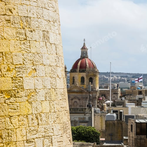 Preview: Victoria Also Known Among The Native Maltese As Rabat On Island Gozo. View From Citadel To Baroque