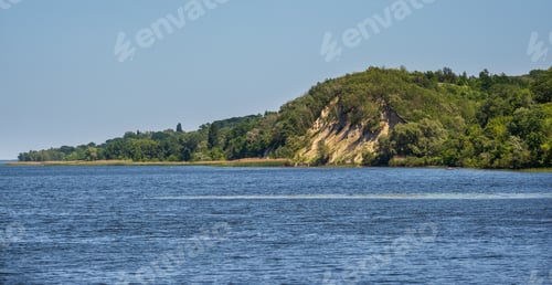 Preview: Dnipro River Blossoming Summer Landscape, Kaniv Water Reservoir, Kyiv Region, Ukraine.