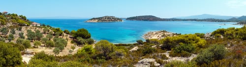Preview: Beautiful Summer Aegean Sea Coast Landscape With Lagonisi Beach, Sithonia, Halkidiki, Greece