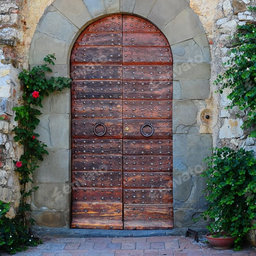 Preview: Wooden Ancient Italian Door In Historic Center