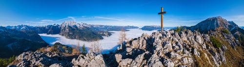 Preview: Autumn Alps Mountain Misty Morning View From Jenner Viewing Platform, Schonau Am Konigssee
