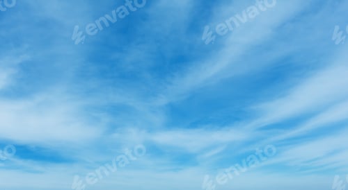 Preview: White Fluffy Clouds In The Blue Azure Sky. Summer Good Weather Background.