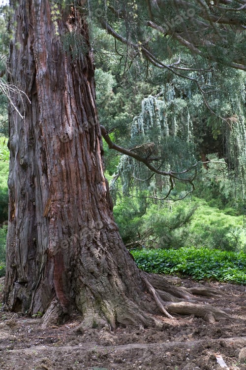Preview: Basal Trunk Part Of Old Majestic Sequoia Tree (Sequoiadendron Giganteum).