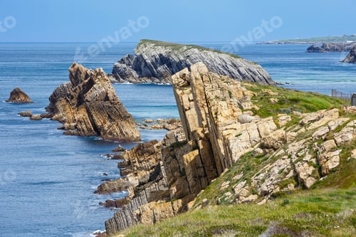 Preview: Arnia Beach (Spain) Atlantic Ocean Coastline Landscape.